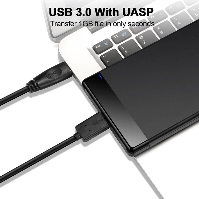 Alt view image 7 of 10 - 2.5" USB 3.0 External Hard Drive Enclosure SATA to USB 3.0 Adapter Case for SSD & HDD, Support UASP, Tool-Free Installation, Compatible with Laptop/PC, Includes USB-A & USB-C Cables