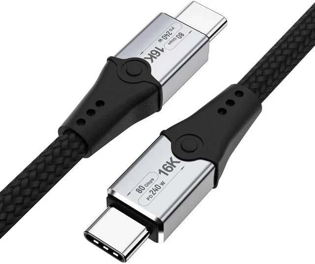 Alt view image 8 of 14 - 80 Gbps Data Transfer,USB 5 Cable 3.3 ft, Supports 16K/Dual8K HD Display, 240W Charging usb c to usb c monitor cable, Compatible with Thunderbolt 5,Thunderbolt 4, USB4, Thunderbolt 3 and USB-C