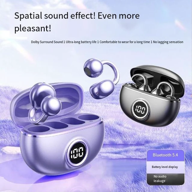 Alt view image 6 of 8 - AI Smart Translation Bluetooth Headset Clip-On Open-Ear, Bone Conduction, High-Quality Sound, Noise Cancelling, Waterproof, Bluetooth 5.4
