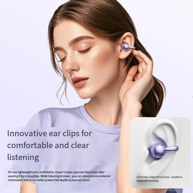 Alt view image 7 of 8 - AI Smart Translation Bluetooth Headset Clip-On Open-Ear, Bone Conduction, High-Quality Sound, Noise Cancelling, Waterproof, Bluetooth 5.4