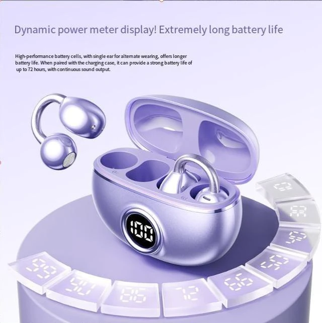 Alt view image 8 of 8 - AI Smart Translation Bluetooth Headset Clip-On Open-Ear, Bone Conduction, High-Quality Sound, Noise Cancelling, Waterproof, Bluetooth 5.4