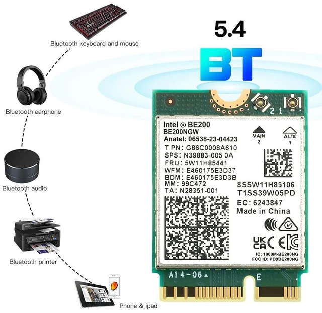 Alt view image 11 of 15 - New Wi-Fi 7 Intel BE200 Bluetooth 5.4 Wifi Card BE200NGW 2.4/ 5/ 6 GHz 5.8 Gbps For Windows 11 PC Laptop