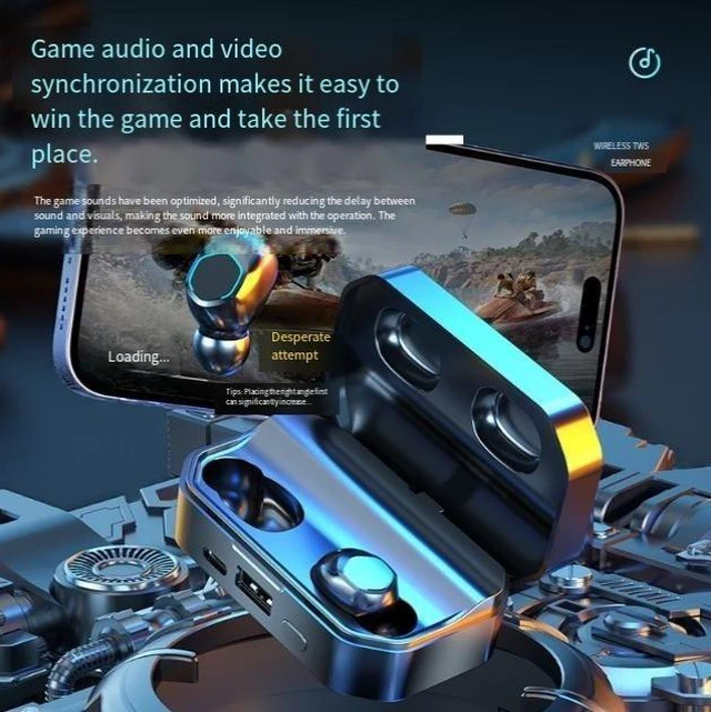 Alt view image 10 of 11 - M49 Wireless Bluetooth Headset Bluetooth 5.3, 1800mAh Charging Case, 5-6H Playtime, Mini High-End Design, In-Ear TWS Earbuds