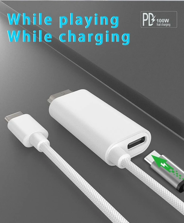 Alt view image 10 of 14 - 4K@60Hz USB-C to HDMI Cable Type-C Phone to TV Screen Mirroring Line, PD 100W Power Delivery for Laptop / MacBook - white