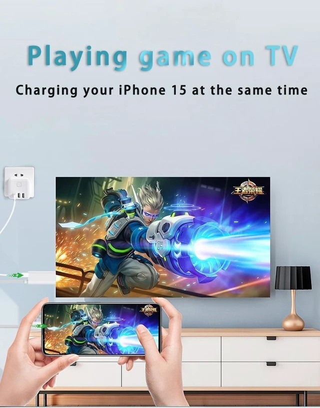 Alt view image 11 of 14 - 4K@60Hz USB-C to HDMI Cable Type-C Phone to TV Screen Mirroring Line, PD 100W Power Delivery for Laptop / MacBook - white