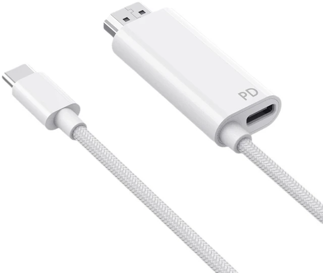 Alt view image 14 of 14 - 4K@60Hz USB-C to HDMI Cable Type-C Phone to TV Screen Mirroring Line, PD 100W Power Delivery for Laptop / MacBook - white