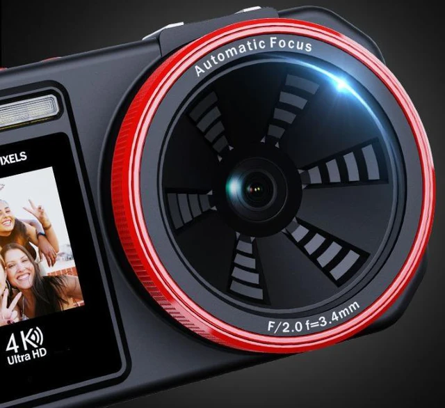 Alt view image 8 of 8 - 64MP High-Pixel Digital Camera Dual-Screen Selfie Camera, 2.8" + 1.54", Autofocus, Student Card Camera, 256GB Support