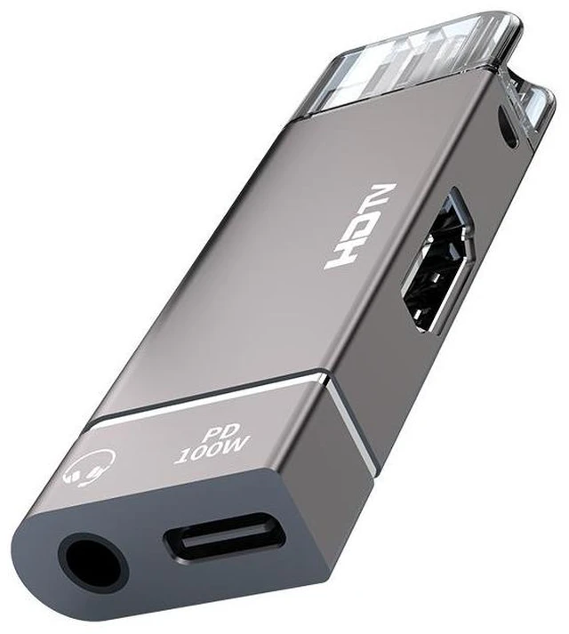 Alt view image 5 of 6 - USB-C to HDMI Adapter 4K@60Hz Type-C to HDMI Converter with 3.5mm Audio Port and 100W PD Fast Charging for MacBook/iPad/Phone/Laptop, Plug-and-Play