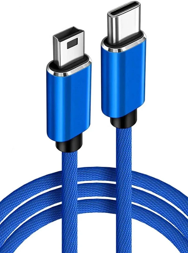 Alt view image 5 of 8 - WISDUM USB C to Mini USB Cable,Quick Charger Data Sync OTG Cord for Hero 3+/PS3/Controller/Canon/GPS/Macbook Mobile and More (Blue 1m)