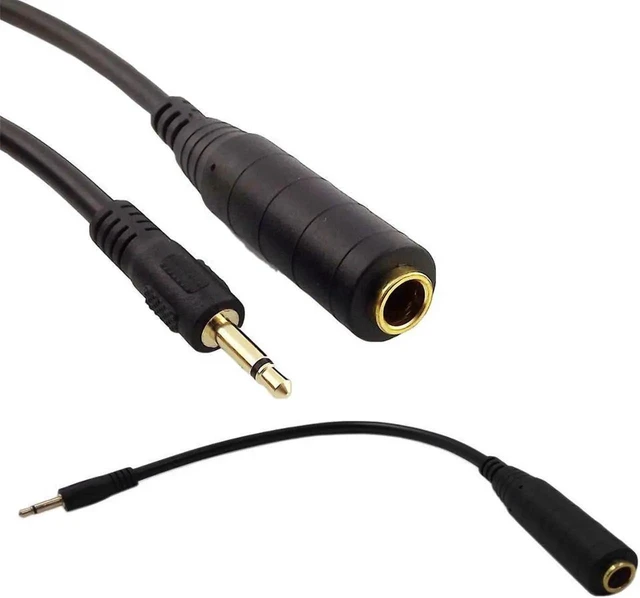 Alt view image 6 of 8 - WISDUM 1pc 1Ft 3.5mm 1/8" Male to 6.35mm 1/4 Female Mono Audio Adapter Converter Connector Cord Black Cable