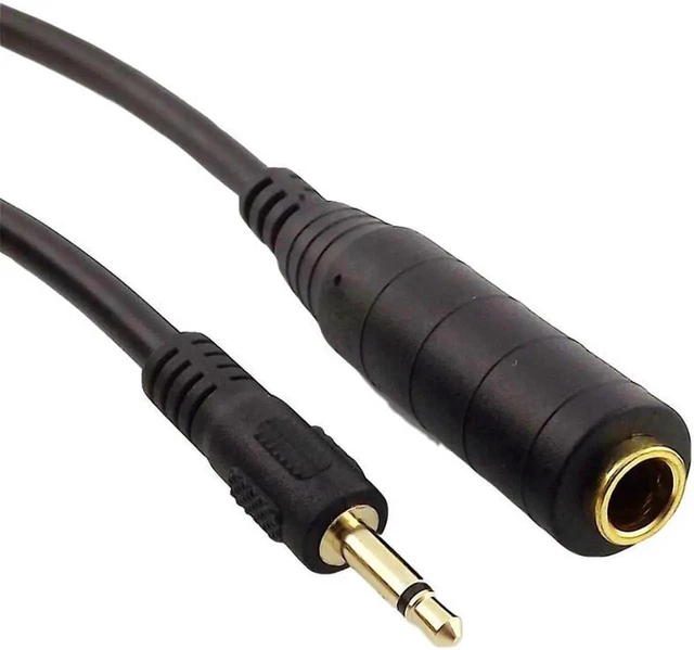 Alt view image 7 of 8 - WISDUM 1pc 1Ft 3.5mm 1/8" Male to 6.35mm 1/4 Female Mono Audio Adapter Converter Connector Cord Black Cable