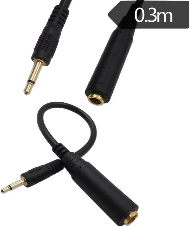 Alt view image 8 of 8 - WISDUM 1pc 1Ft 3.5mm 1/8" Male to 6.35mm 1/4 Female Mono Audio Adapter Converter Connector Cord Black Cable