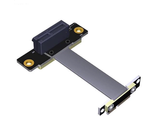 Alt view image 7 of 12 - PCIE x1 Extension Cable Dual 90 Degree PCI-E PCI Express 1X to 1X Slot Riser Card Extender Ribbon Cables for Bitcoin Miner
