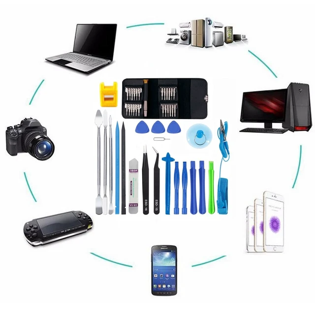 Alt view image 10 of 14 - Professional 46 in 1 Mobile Phone Screen Opening Repair Tools Kit Screwdriver Pry Disassemble Tool Set for iPhone Samsung Ipad