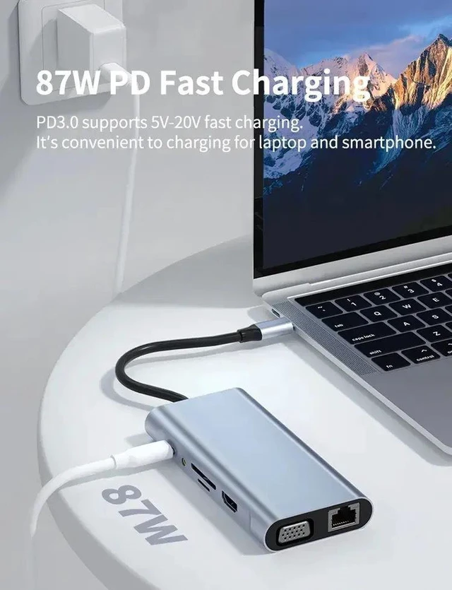 Alt view image 12 of 14 - 11-in-1 Type-C Hub Multi-Port Docking Station, USB-C Expander for Switch, Tablet, Phone, PC, MacBook
