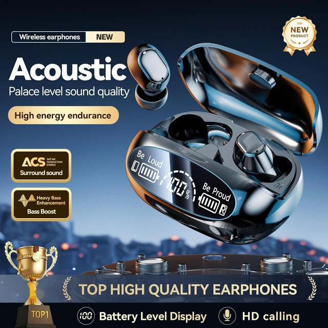Alt view image 9 of 10 - M151 Mini Sleep Bluetooth Headset TWS Invisible Comfort Fit, High-Quality Sound, Low Latency, Mirror Digital Display, Bluetooth 6.0