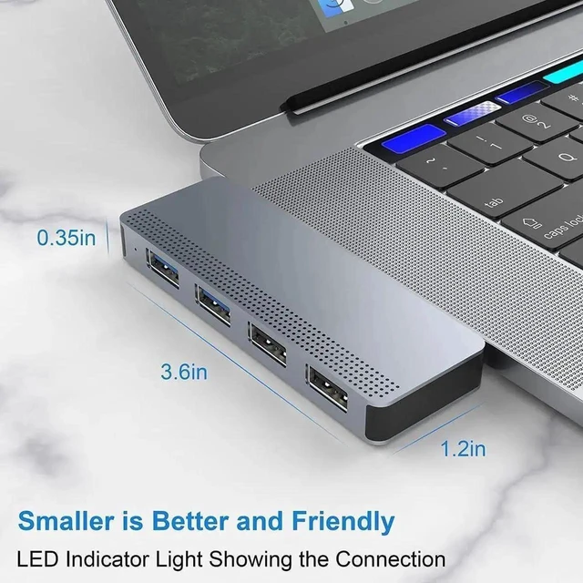 Alt view image 12 of 12 - WISDUM USB C Adapter for MacBook Pro/Air, 4 in 2 USB C Hub MacBook Pro USB Adapter, Type C Dual Hub with 2 USB 3.0 and 2 USB 2.0 for MacBook Pro 2020/2019-2016, MacBook Air 2020-2018