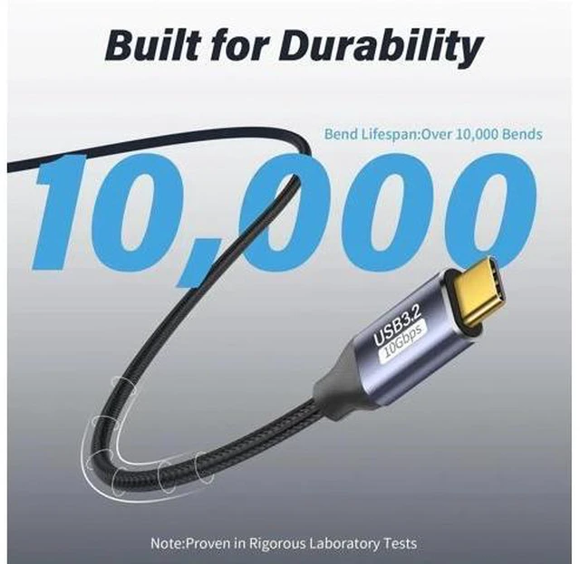 Alt view image 8 of 12 - 0.5M/1.6FT 90 Degree USB3.1 Gen2 USB-C to USB-C Cable | 10Gbps Data, 4K@60Hz Video & 100W PD Fast Charging Cord