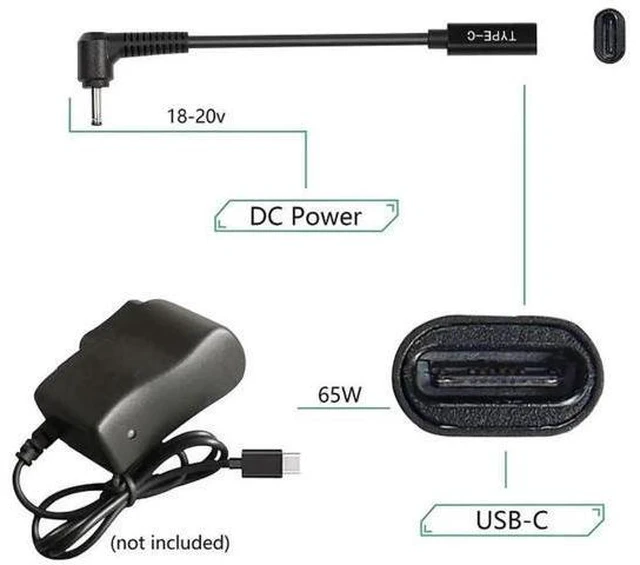Alt view image 7 of 10 - USB-C to DC 4.0×1.35mm PD Charging Cable, 100W E-Mark Chip Type-C Male to 40135 DC Barrel Power Cord for ASUS ZenBook/VivoBook Laptops