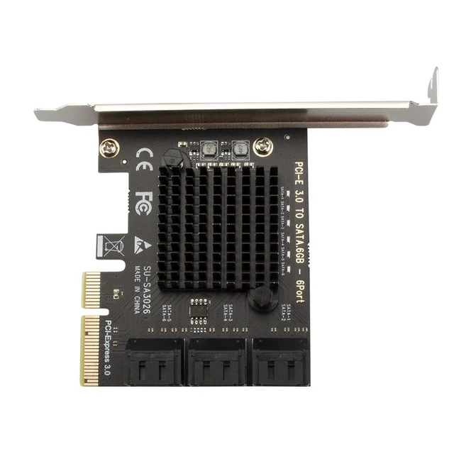 Alt view image 7 of 8 - PCIe to 6 Port SATA 3.0 Expansion Card ASM1166 Chipset, 6Gbps SATA III Controller, PCIe X1 Adapter for HDD/SSD, Support RAID, for Desktop PC/NAS