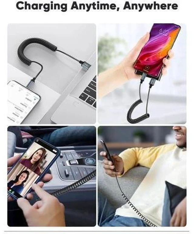 Alt view image 9 of 14 - Coiled USB A to USB-C Charging & Data Cable | Car-Use Cord for CarPlay & Android Auto, Compatible with iPhone 15/16, Samsung S24/S23, Pixel & Tablets