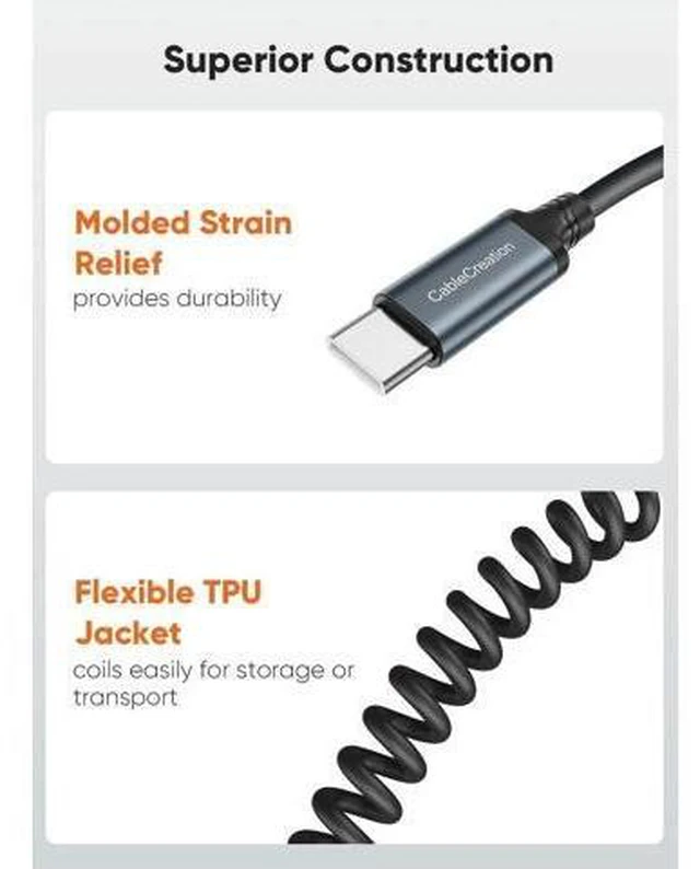 Alt view image 10 of 14 - Coiled USB A to USB-C Charging & Data Cable | Car-Use Cord for CarPlay & Android Auto, Compatible with iPhone 15/16, Samsung S24/S23, Pixel & Tablets
