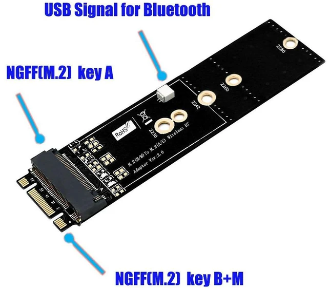 Alt view image 8 of 8 - M.2 Key A to Key B+M Adapter Convert Key A 2230 WiFi/Bluetooth Combo Card to Key B+M 2230/2242/2260/2280, Supports Intel 7265/8260/8265/9060, Plug-and-Play