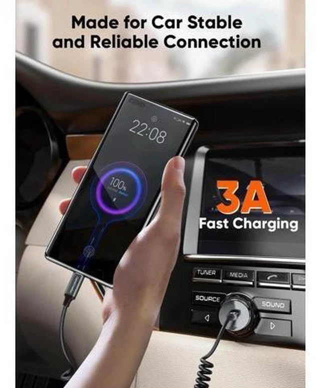 Alt view image 13 of 14 - Coiled USB A to USB-C Charging & Data Cable | Car-Use Cord for CarPlay & Android Auto, Compatible with iPhone 15/16, Samsung S24/S23, Pixel & Tablets