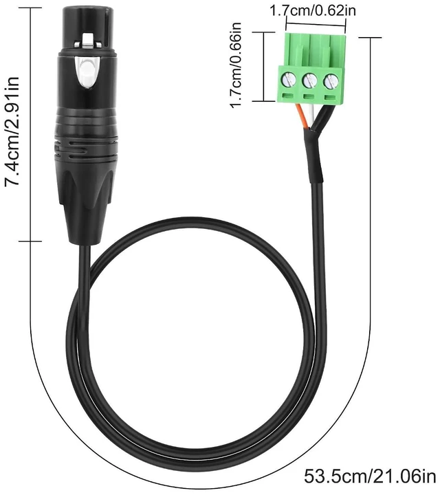 Alt view image 9 of 14 - XLR to 3-pin Phoenix Cable XLR 3P Female to PHX3M NBKF/2EDG-5.08 3pin PCB Screw Terminal Block Adapter Connector Cord for Speakers -0.4M/1.3FT