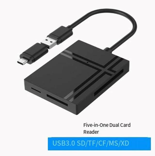 Alt view image 8 of 8 - 5-in-1 USB 3.0/Type-C Card Reader Multi Memory Card Adapter with CF/XD/TF/SD/MS Slots, OTG Function for Phone/Tablet/DSLR/Laptop, Plug & Play, 5Gbps High-Speed Transfer