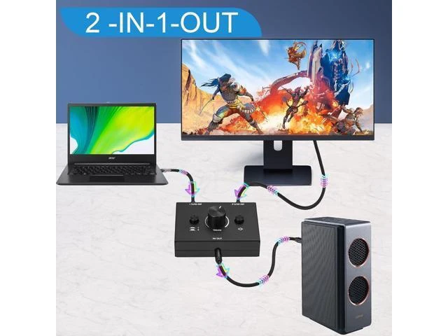 Alt view image 13 of 14 - 3.5mm Stereo Audio Switch Audio Switcher Passive Speaker Headphone Manual Selector Splitter Box Audio Sharing