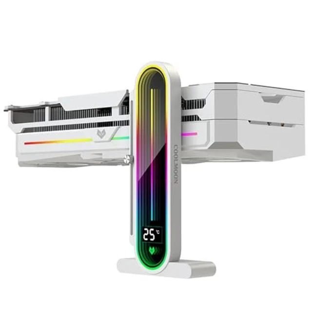 Alt view image 11 of 12 - Baotkere Height Adjustable RGB GPU Stand with Temperature Display, 5V 3PIN Video Card Support Holder, Anti Sag Bracket & Magnetic Base for PC Graphics Cards