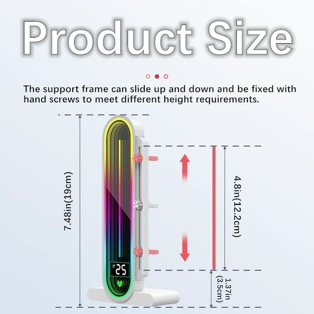 Alt view image 12 of 12 - Baotkere Height Adjustable RGB GPU Stand with Temperature Display, 5V 3PIN Video Card Support Holder, Anti Sag Bracket & Magnetic Base for PC Graphics Cards