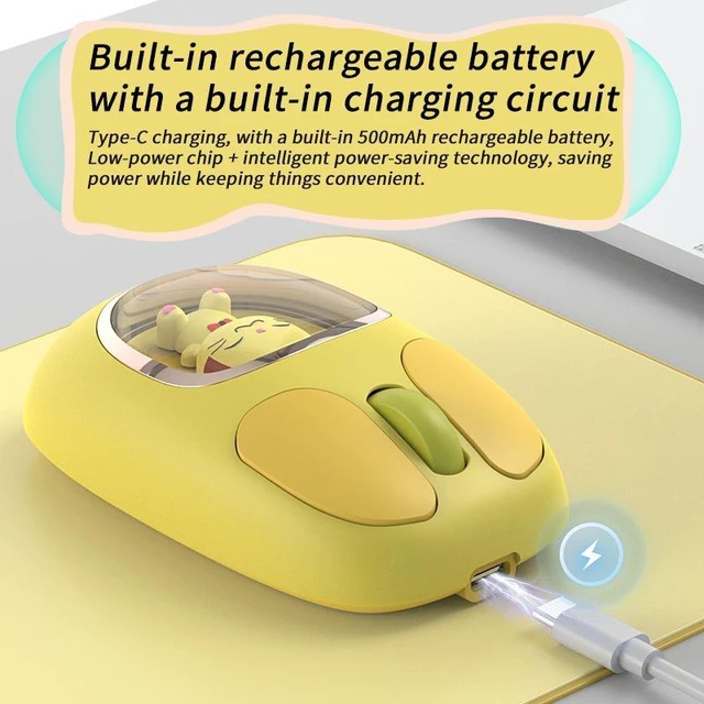 Alt view image 7 of 10 - 3D Wireless Mouse Tri-Mode (2.4G + BT5.0 + BT3.0), 500mAh Battery, Ergonomic, Cute Doll Design, for Laptop/PC/Tablet