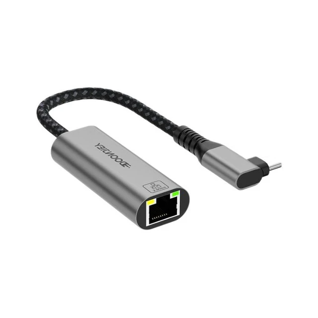 Alt view image 5 of 8 - Right Angle Type-C to Ethernet Adapter USB-C to RJ45 2.5G/10G Gigabit Network Card, 3-Port USB 3.0 Hub, Plug-and-Play External LAN Converter for Laptop/PC/MacBook, Aluminum Alloy
