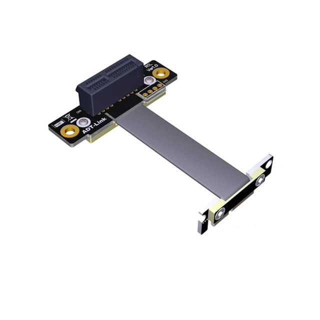 Alt view image 11 of 12 - ADT-R11SL-TL Dual 90Degree Right Angle PCIe 3.0 x1 to x1 Extension Cable 8G/BPS High Speed PCI Express 1x Riser Card Ribbon Extender (40cm)