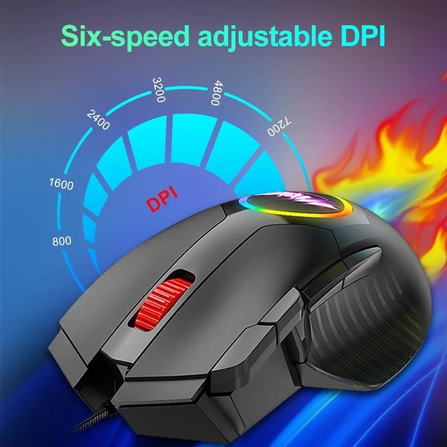 Alt view image 8 of 10 - M89 Wired RGB Gaming Mouse 7D Competitive 8 Buttons, 7200 DPI Adjustable (800-7200), 13 RGB Marquee Lighting Modes, Ergonomic 128g Design, 1.5m Cable for PC/Mac/Laptop Gaming & Office