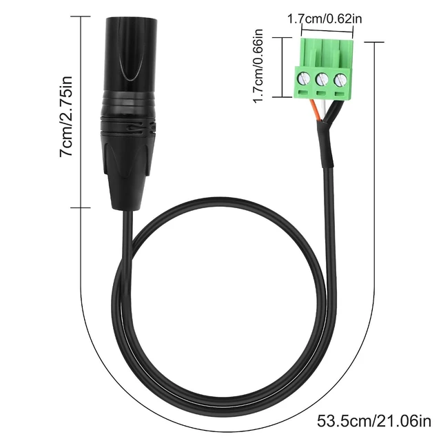 Alt view image 9 of 14 - XLR to 3-pin Phoenix Cable XLR 3P Male to PHX3M NBKF/2EDG-5.08 3pin PCB Screw Terminal Block Adapter Connector Cord for Speakers -0.4M/1.3FT