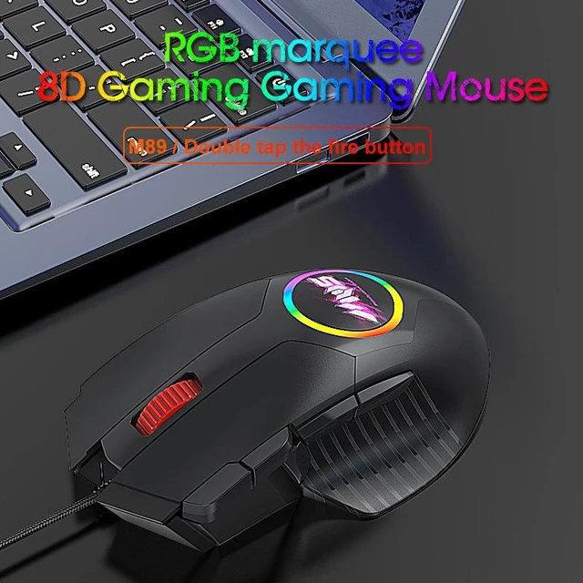 Alt view image 10 of 10 - M89 Wired RGB Gaming Mouse 7D Competitive 8 Buttons, 7200 DPI Adjustable (800-7200), 13 RGB Marquee Lighting Modes, Ergonomic 128g Design, 1.5m Cable for PC/Mac/Laptop Gaming & Office