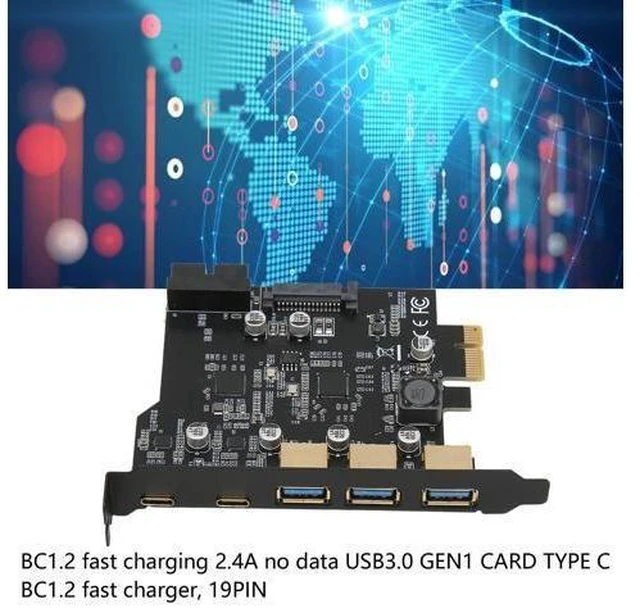 Alt view image 10 of 10 - Usb C Pcie Card, Pcie Usb Card, Pcie 1x To Usb Expansion Card 3xusb3.0 2xtype C 19pin 5 Port Expansion Adapter Card Thunderbolt Card Usb C Card Usb Pcie Card For Pc for Pc Desktop