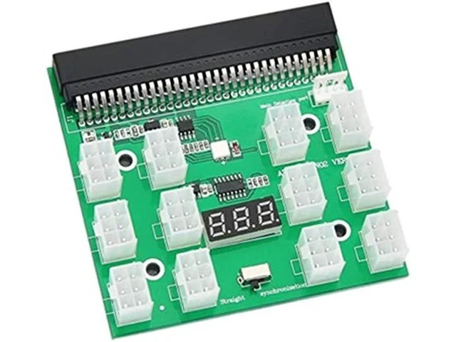 Alt view image 6 of 10 - 12V Power Supply Breakout Board Adapter, 12 x 6pin Port for Ethereum ETH BTC Mining Rigs Server PSU