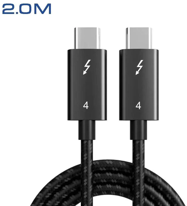 Alt view image 9 of 14 - High Speed USB-C 4 Cable Data Transfer Cord Fast Charging Compatible with iPhone 15, MacBook, iPad, Galaxy S23 40Gbps PD 100W Black Wire 2.0 M / 6.5 Feet