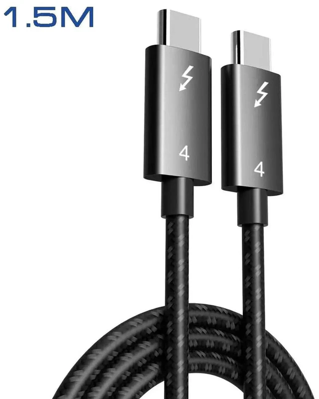 Alt view image 9 of 14 - High Speed USB-C 4 Cable Data Transfer Cord Fast Charging Compatible with iPhone 15, MacBook, iPad, Galaxy S23 40Gbps PD 100W Black Wire 1.5 M / 4.9 Feet