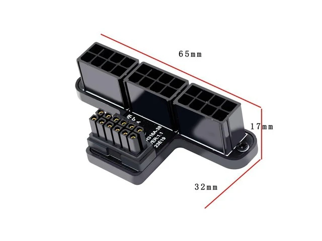Alt view image 10 of 14 - Vszerda ATX3.0 GPU PCI-E 5.0 Connector, 90 Degree Down Angled 12V HPWR Power Modular to Three ATX 8P Adapter for 4080 5090TI 12+4P Graphics Card