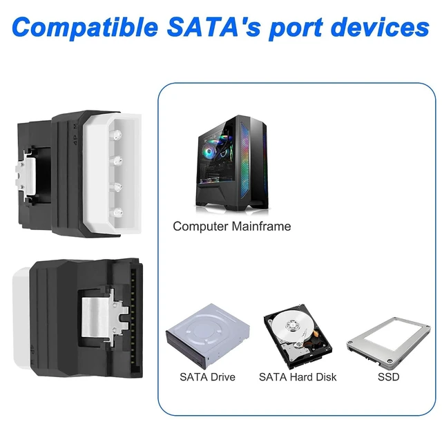 Alt view image 14 of 14 - IDE to SATA Adapter IDE 4Pin to SATA 15Pin Power Adapter Male to Female Power Converter for Hard Drives Solid State Drives HDD SSD CD DVD Drive - 2PCS