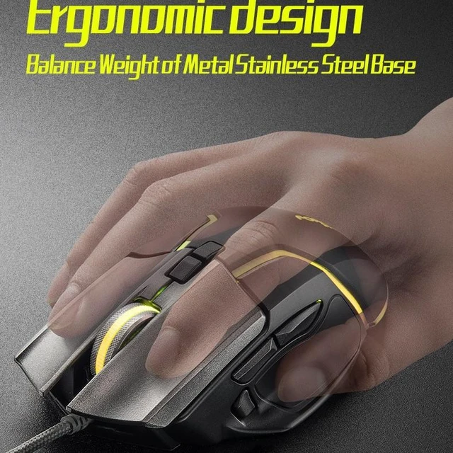 Alt view image 9 of 10 - Y2 Wired Gaming Mouse RGB, 8 Customizable Keys, 6400 CPI, Macro Programmable, Magnetic DIY Weights, for PC/Laptop