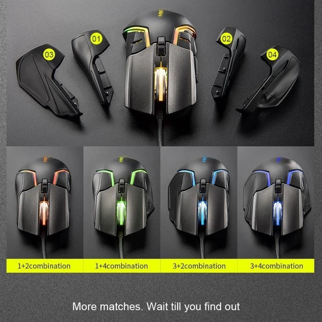 Alt view image 10 of 10 - Y2 Wired Gaming Mouse RGB, 8 Customizable Keys, 6400 CPI, Macro Programmable, Magnetic DIY Weights, for PC/Laptop