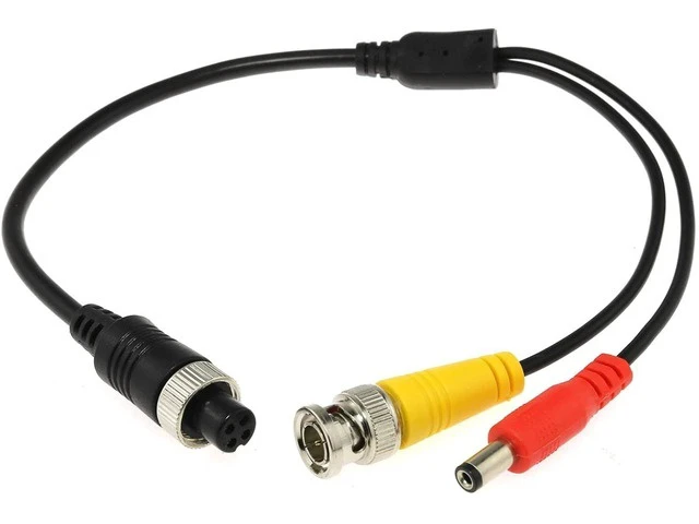 Alt view image 4 of 6 - M12 Connector to BNC+DC Adapter 35cm/13.78Inch M12 4P Female to Male BNC and DC Extension Cable Aviation Plug for Car Video Came
