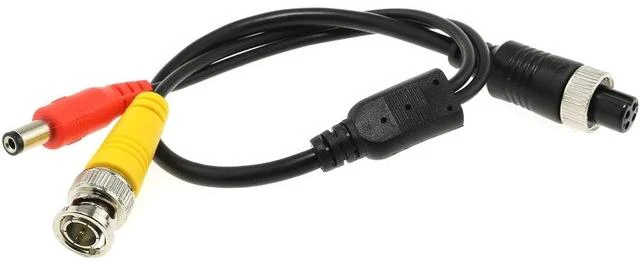 Alt view image 5 of 6 - M12 Connector to BNC+DC Adapter 35cm/13.78Inch M12 4P Female to Male BNC and DC Extension Cable Aviation Plug for Car Video Came
