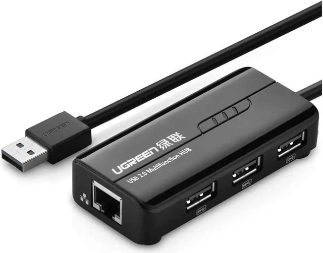Alt view image 8 of 14 - UGREEN RJ45 Ethernet Adapter with USB 2.0 Hub USB Network Adapter 10/100Mbps for Nintendo Switch, Wii, Windows Surface Pro, MacBook Air/Retina, Chromebook, and More PC